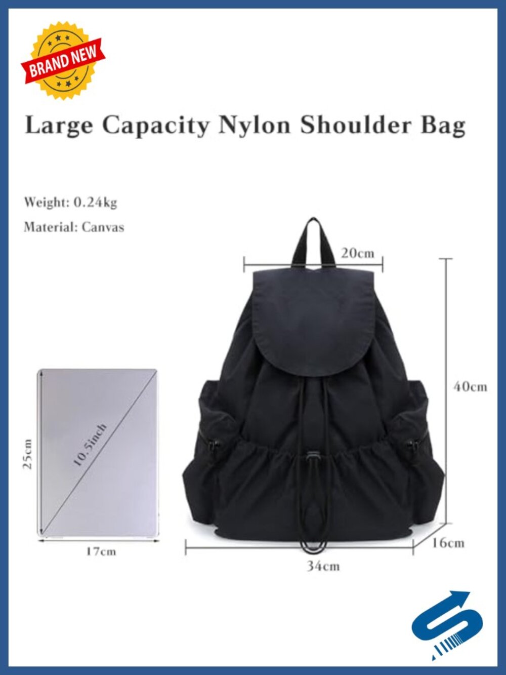 Canvas Backpack Drawstring Rucksack Travel College - Picture 2 of 5